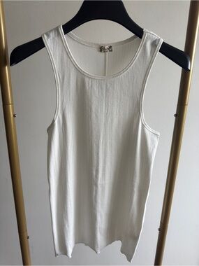 Intimately Free People White Ribbed Scoop Neck Tank